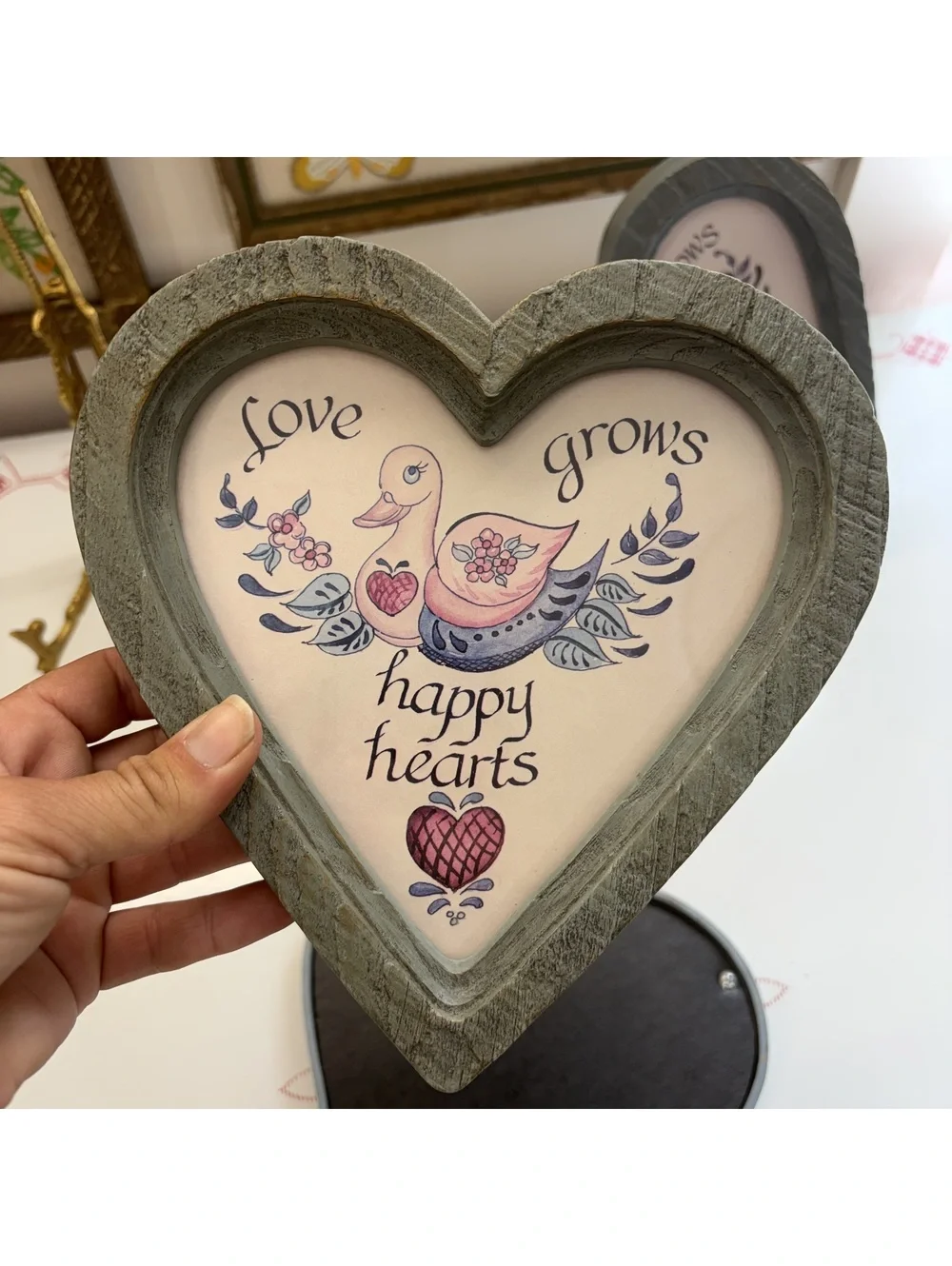Granny-core heart shaped wall hanging set vintage 80s/90s